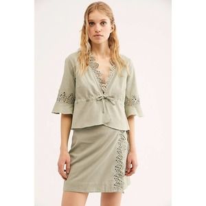 Free People Meet Me In Paris Skirt Set Sage Small